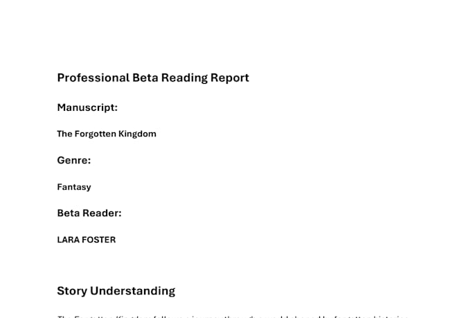 be your professional beta reader and review your novel